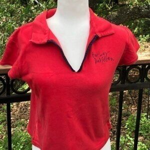 Harley-Davidson V-neck Short Sleeve Red Tee Medium